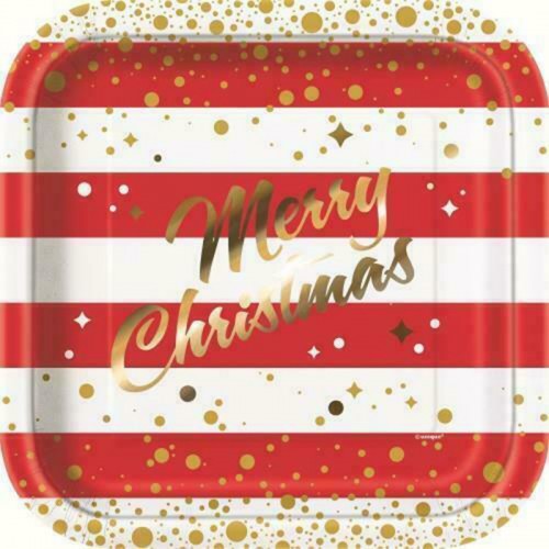 Pratos Quadrados Riscas Merry Christmas